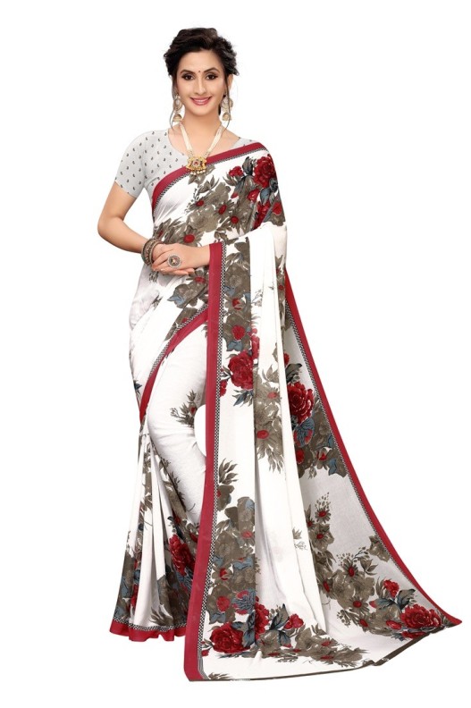 Fancy Georgette Printed Saree With blouse